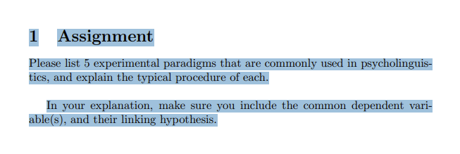 Example manipulated pdf with text selected.